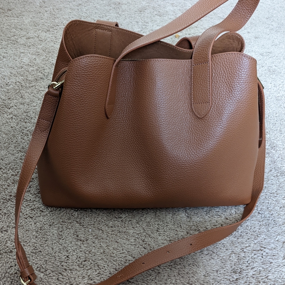 Zippered Satchel in Caramel